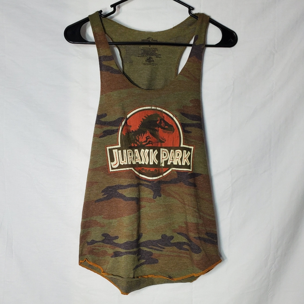 SOLD Jurassic Park Logo Camo Green Tank Top